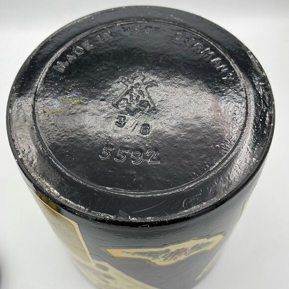 MidCentury W German Alcohol Label Decoupage Enameled Champagne Bucket & Coasters - Picture 16 of 16